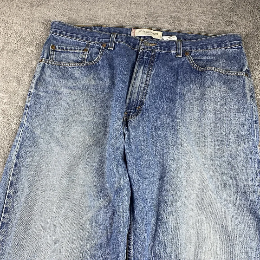 Levis 569 Loose Straight Jeans Mens 38x34 Blue Medium‎ Wash Mid Rise VTG